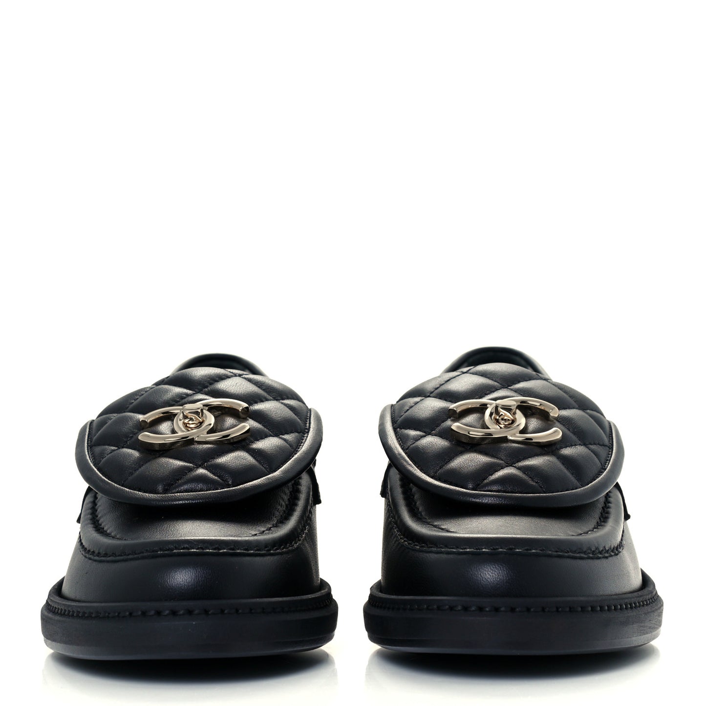 Lambskin Quilted CC Turnlock Loafers 37 Black