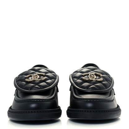Chanel Lambskin Quilted CC Turnlock Loafers 37 Black 3 of 12