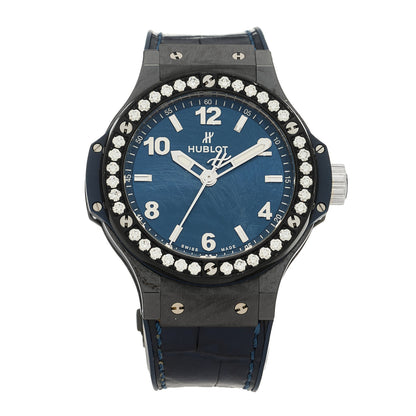 Hublot Ceramic Alligator Diamond 38mm Big Bang Quartz Watch Blue 361.CM.7170.LR.1204 1 of 4
