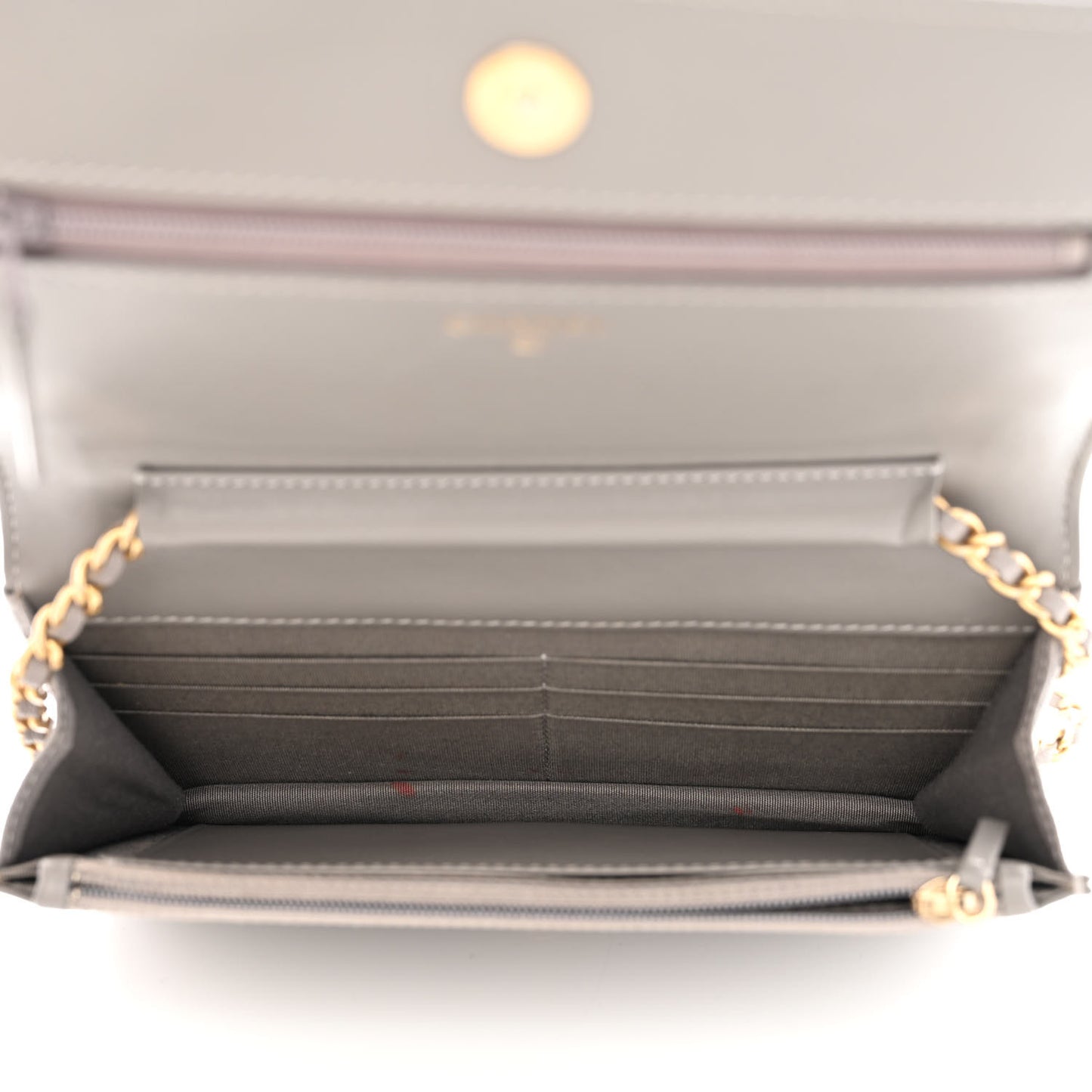 Caviar Quilted Boy Wallet On Chain WOC Grey