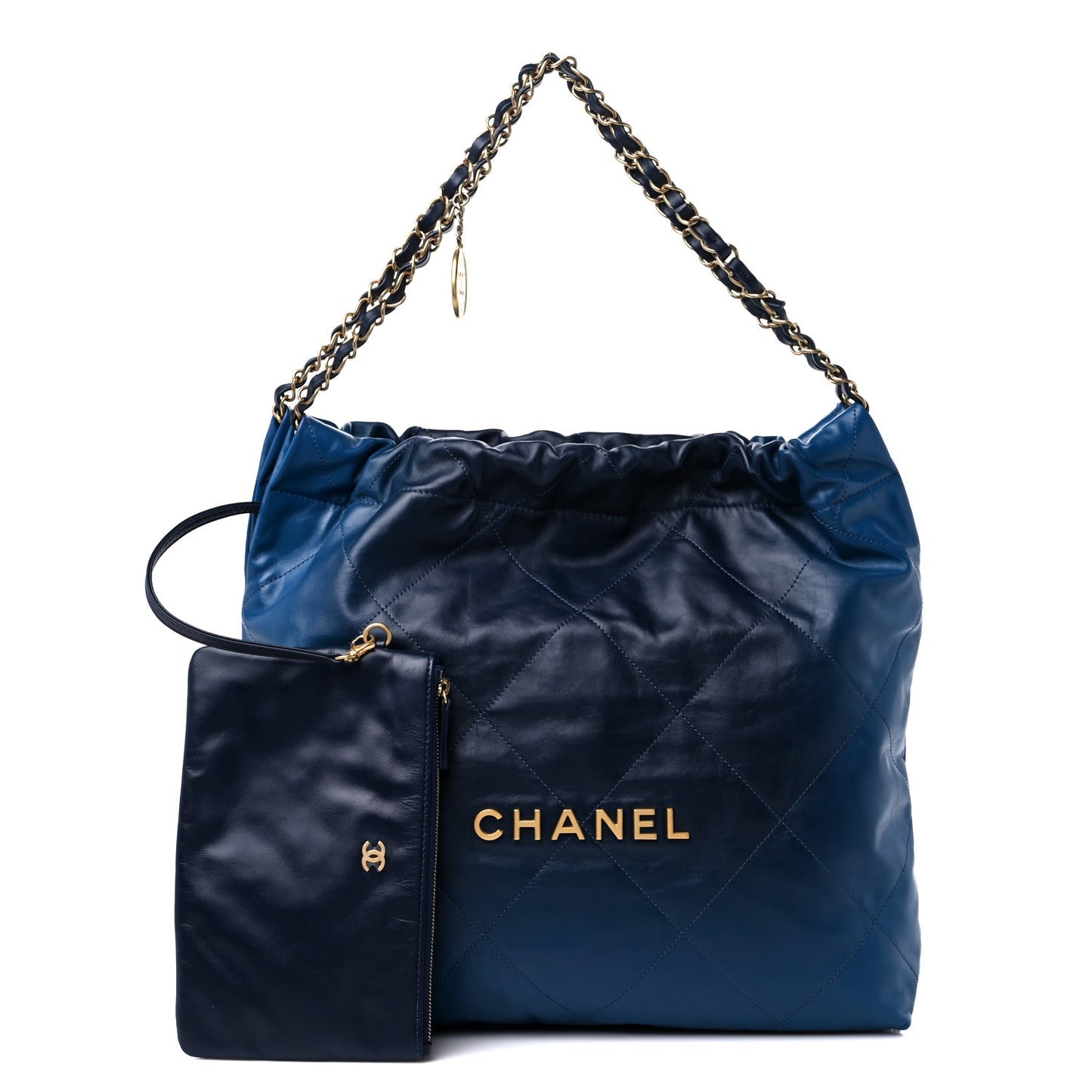 Shaded Calfskin Quilted Chanel 22 Blue Dark Blue