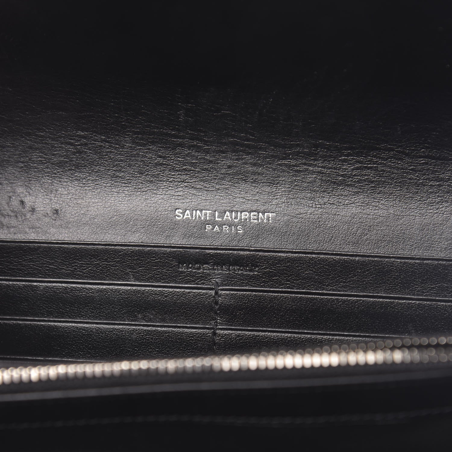 Saint Laurent Calfskin Crocodile Embossed Monogram Flap Wallet Black 6 of 7