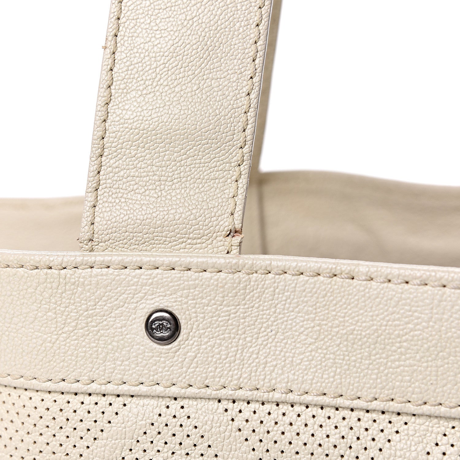 Chanel Goatskin Perforated Large CC Tote White 15 of 22