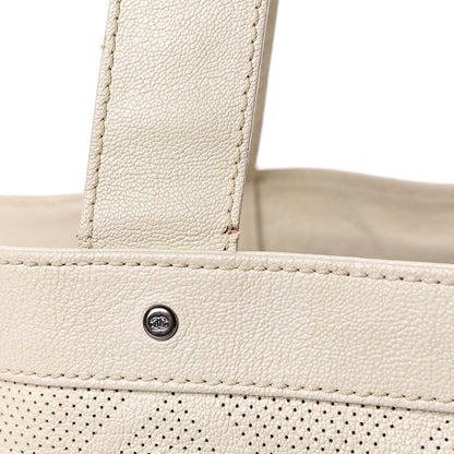 Chanel Goatskin Perforated Large CC Tote White 15 of 22