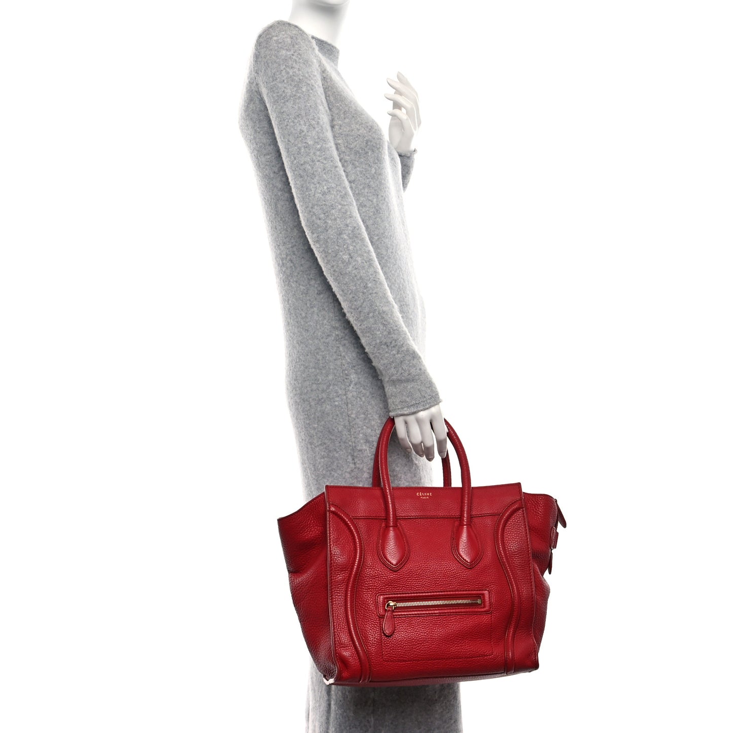 Drummed Calfskin Mini Luggage Red