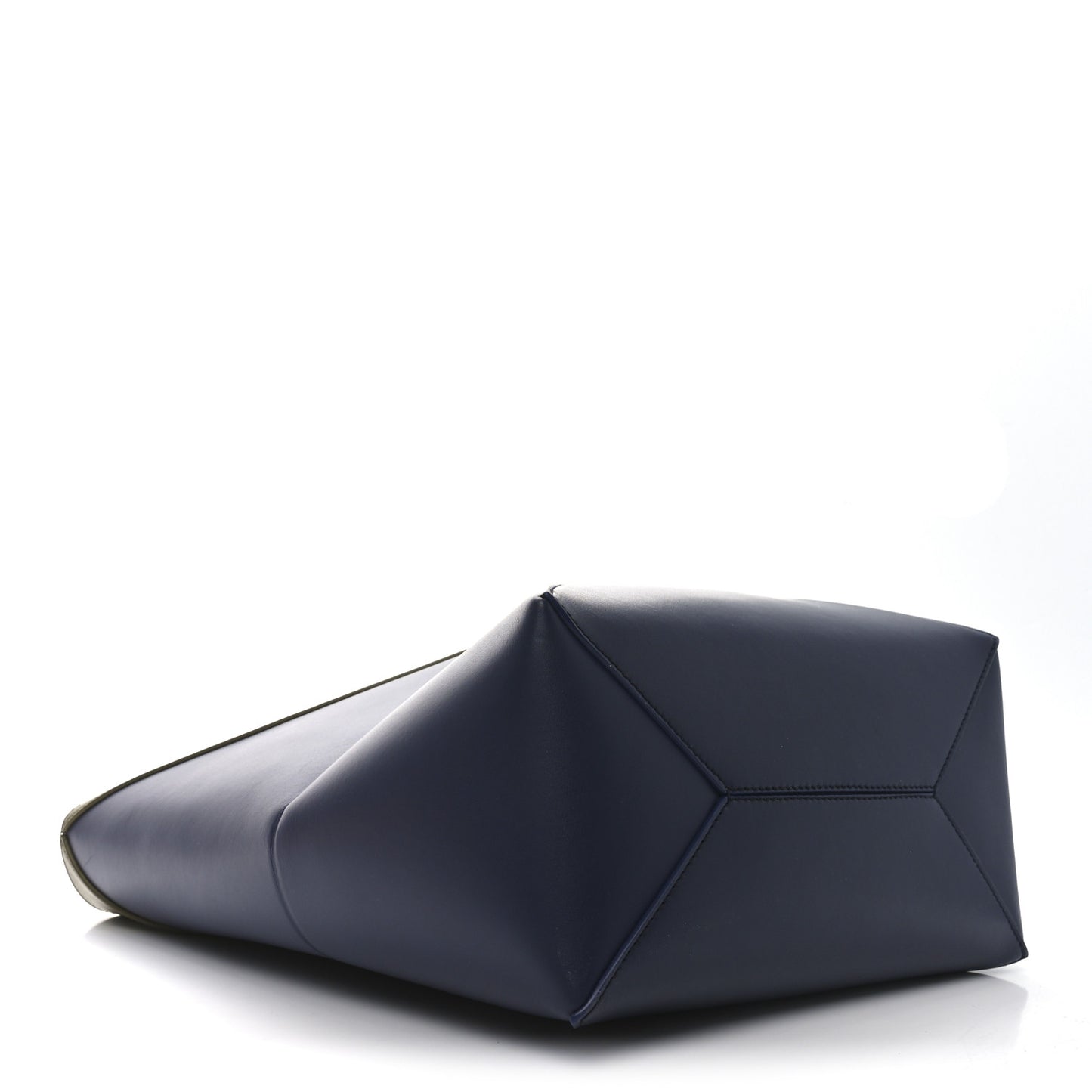 Shiny Calfskin Medium Puzzle Fold Tote Olive Abyss Blue