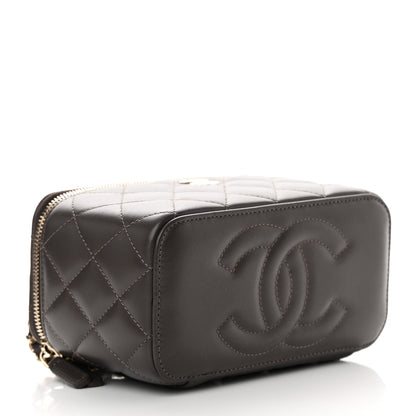 Chanel Lambskin Quilted Small Top Handle Vanity Case With Chain Dark Brown 4 of 12