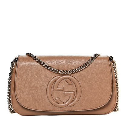 Gucci Pebbled Calfskin Medium Soho Flap Crossbody Camelia 1 of 13