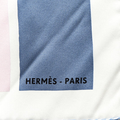 Hermes Silk Swinging Saint Germain Scarf 70 Bleu Jean Rose White 2 of 5
