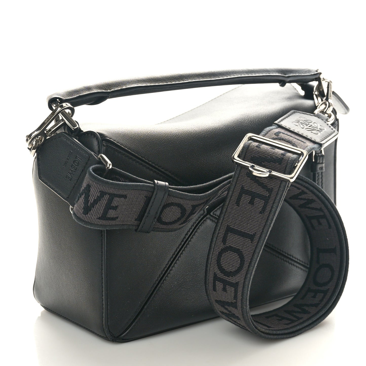 Satin Calfskin Small Puzzle Bag Black