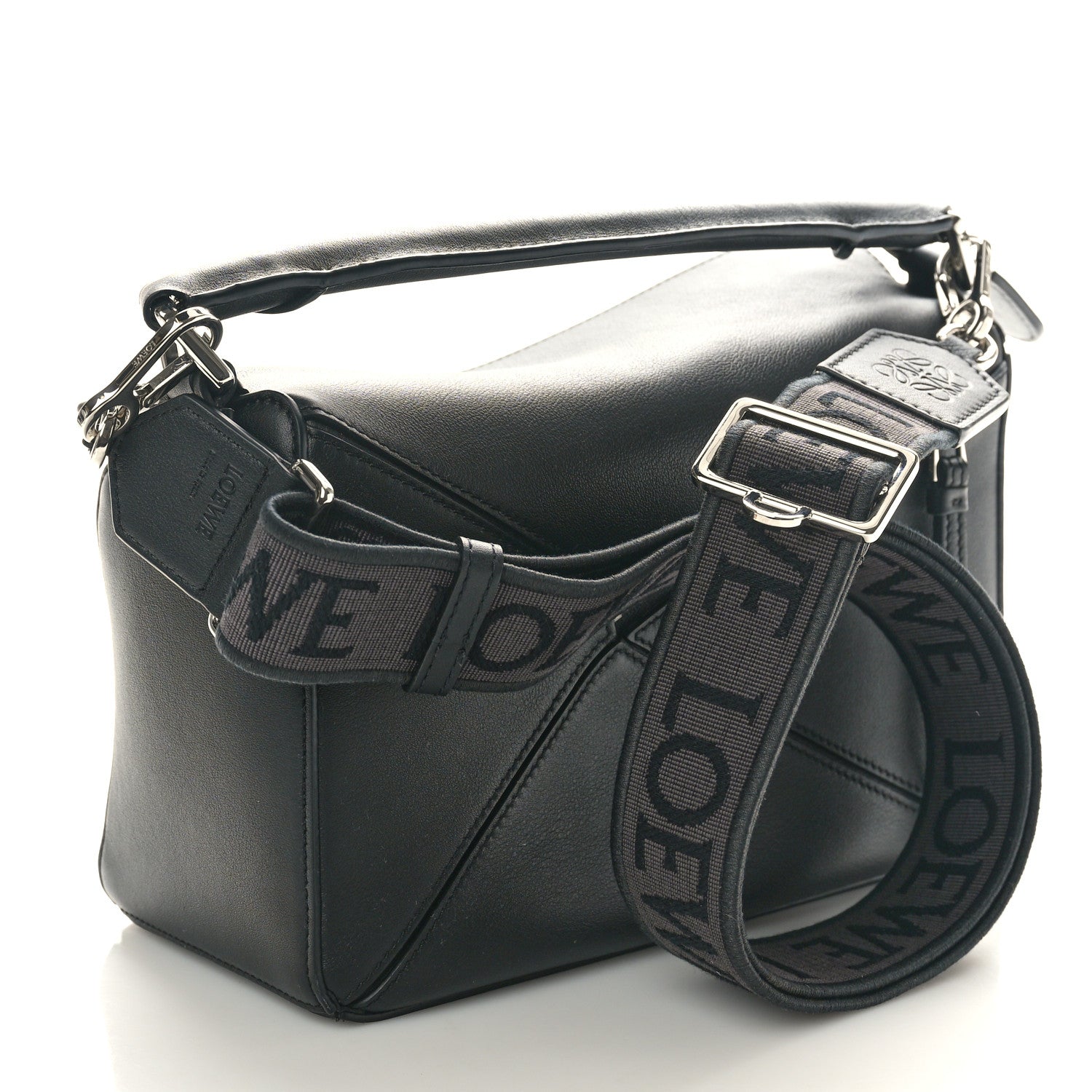 Loewe Satin Calfskin Small Puzzle Bag Black 3 of 9