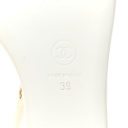 Chanel Lambskin Metal Heart Thong Sandals 39 White 6 of 9