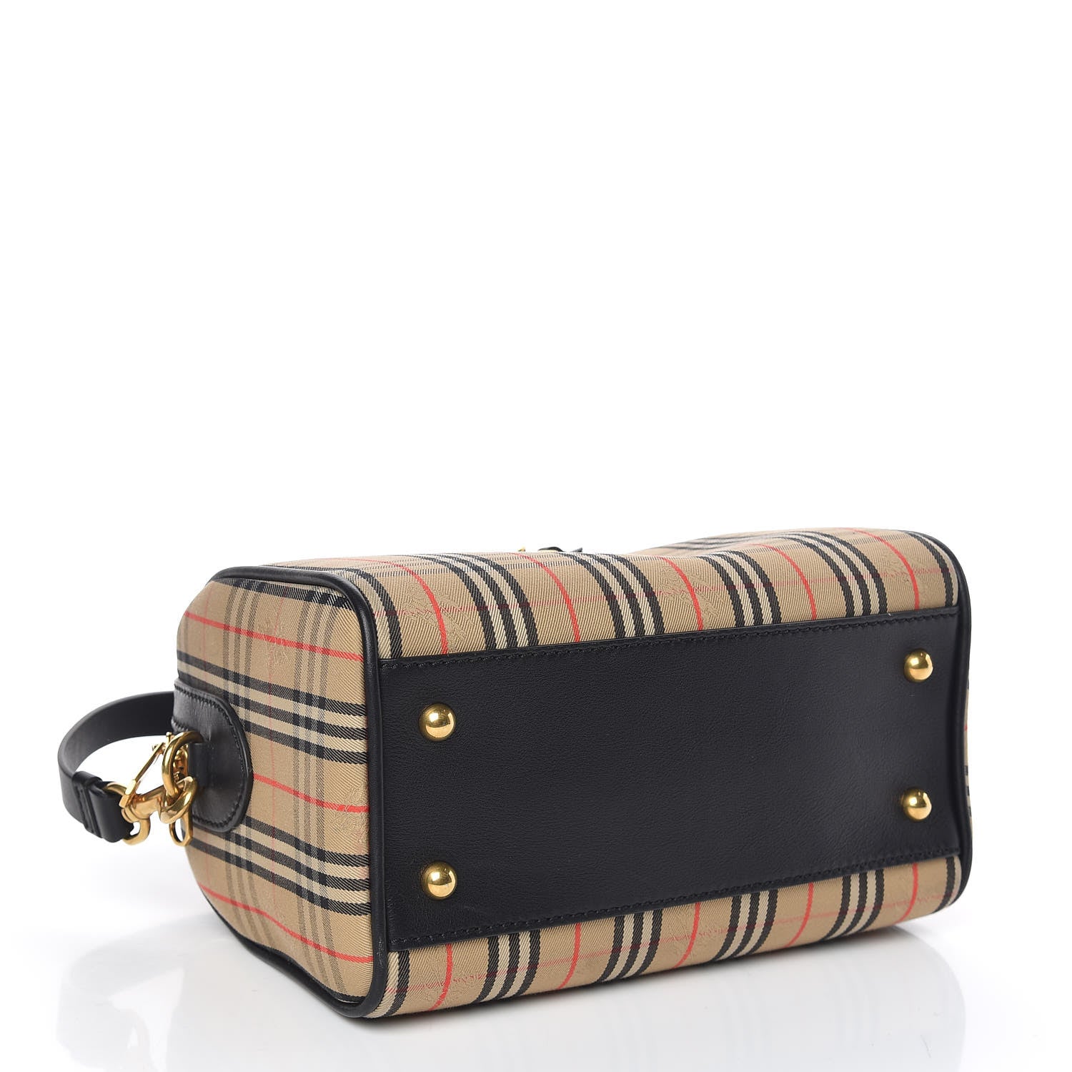 Burberry Smooth Calfskin 1983 Knight Check Link Bowling Bag Black 4 of 11