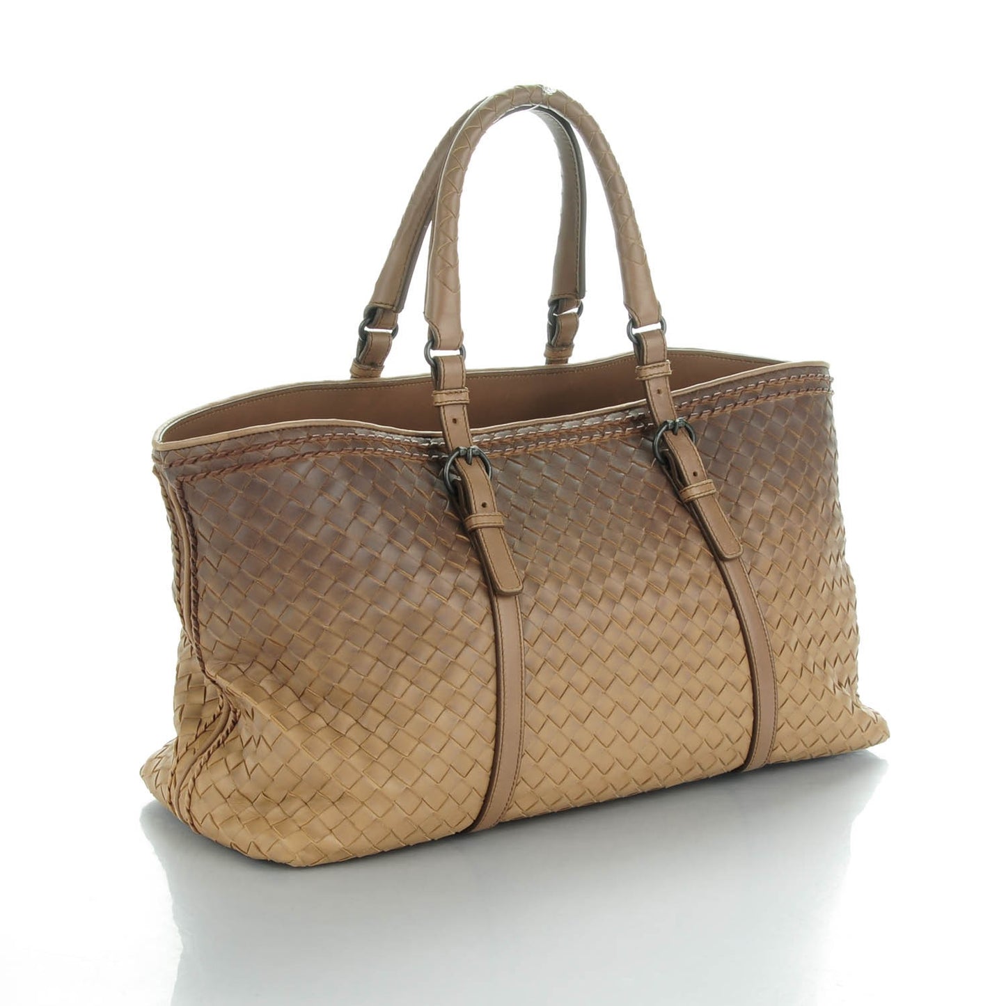 Nappa Intrecciato Large Ombre Tote Camel