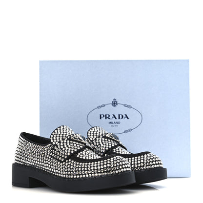 Prada Satin Crystal Metal Triangle Logo 50mm Loafers 37.5 Cristal 11 of 11