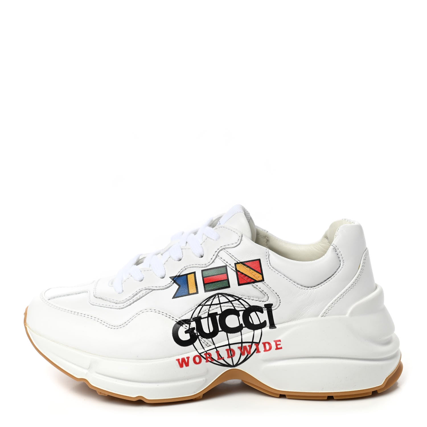 Gucci Calfskin Worldwide Womens Rhyton Sneakers 36.5 Great White 1 of 9