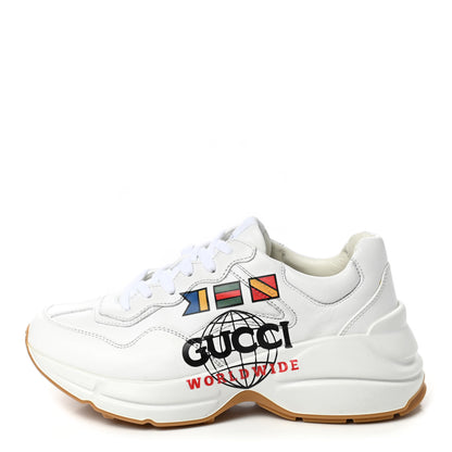Gucci Calfskin Worldwide Womens Rhyton Sneakers 36.5 Great White 1 of 9