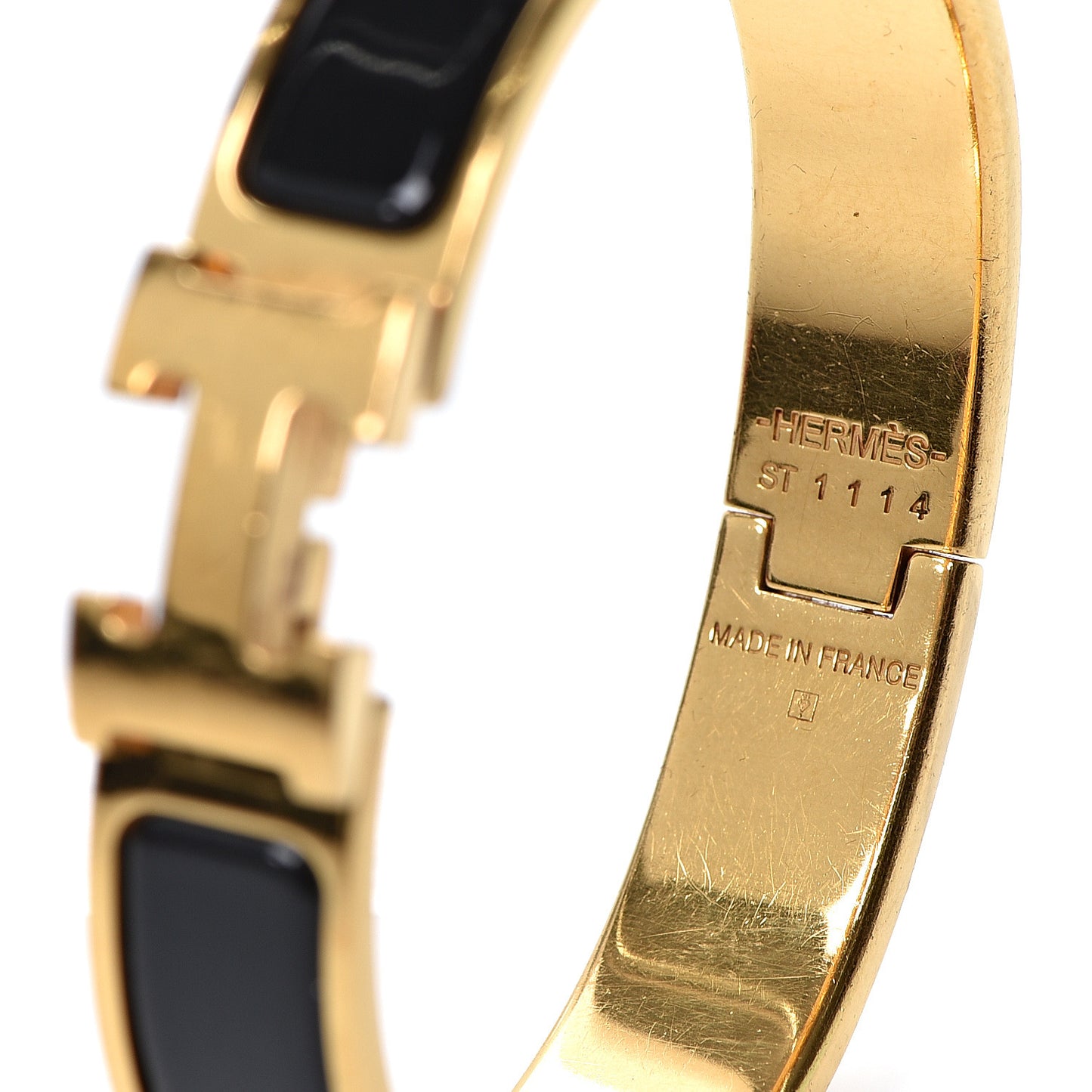 Enamel Narrow Clic Clac H Bracelet PM Black