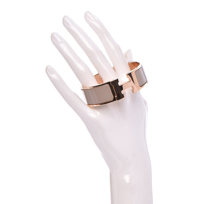 Hermes Enamel Wide Clic Clac H Bracelet GM Marron Glace 2 of 5