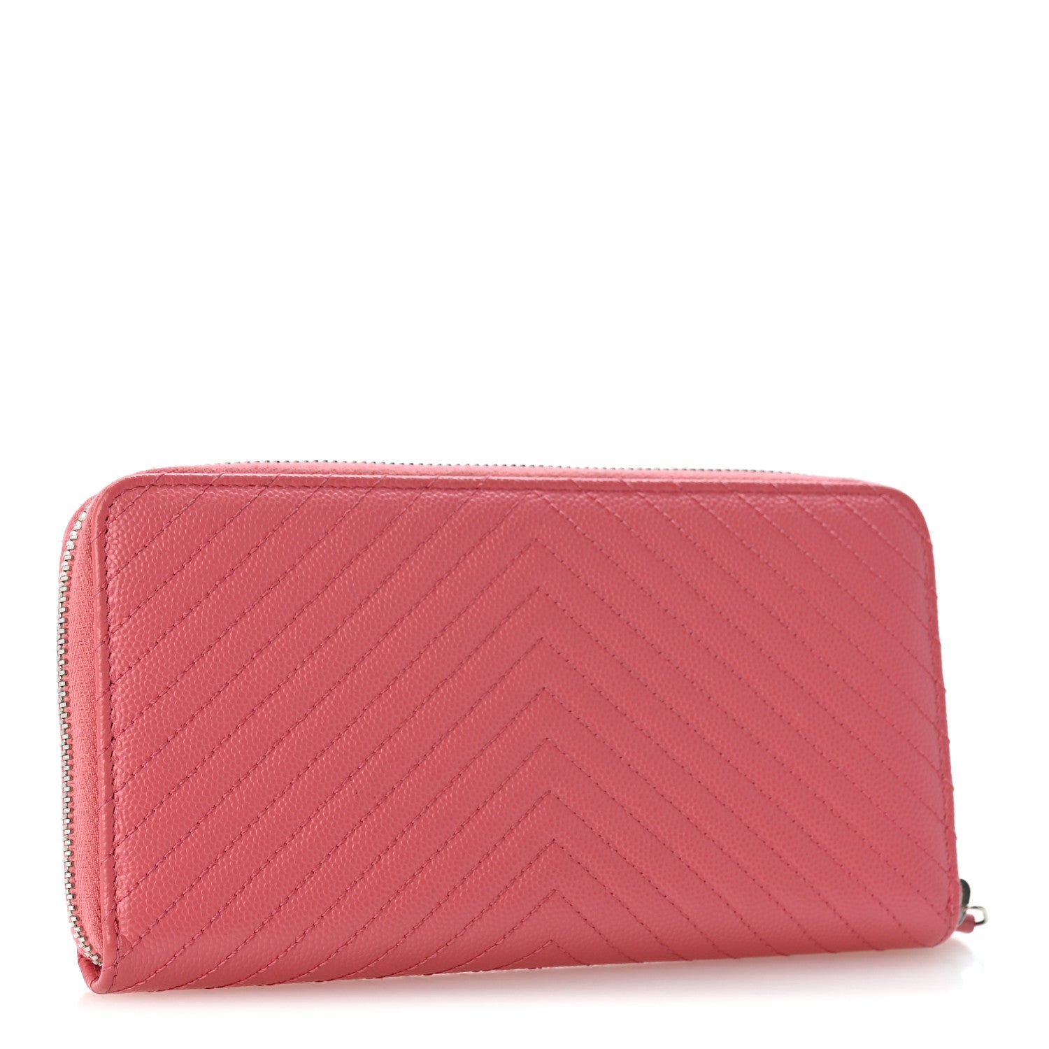 Chanel Caviar Chevron Large Gusset Zip Around Wallet Pink 3 of 11