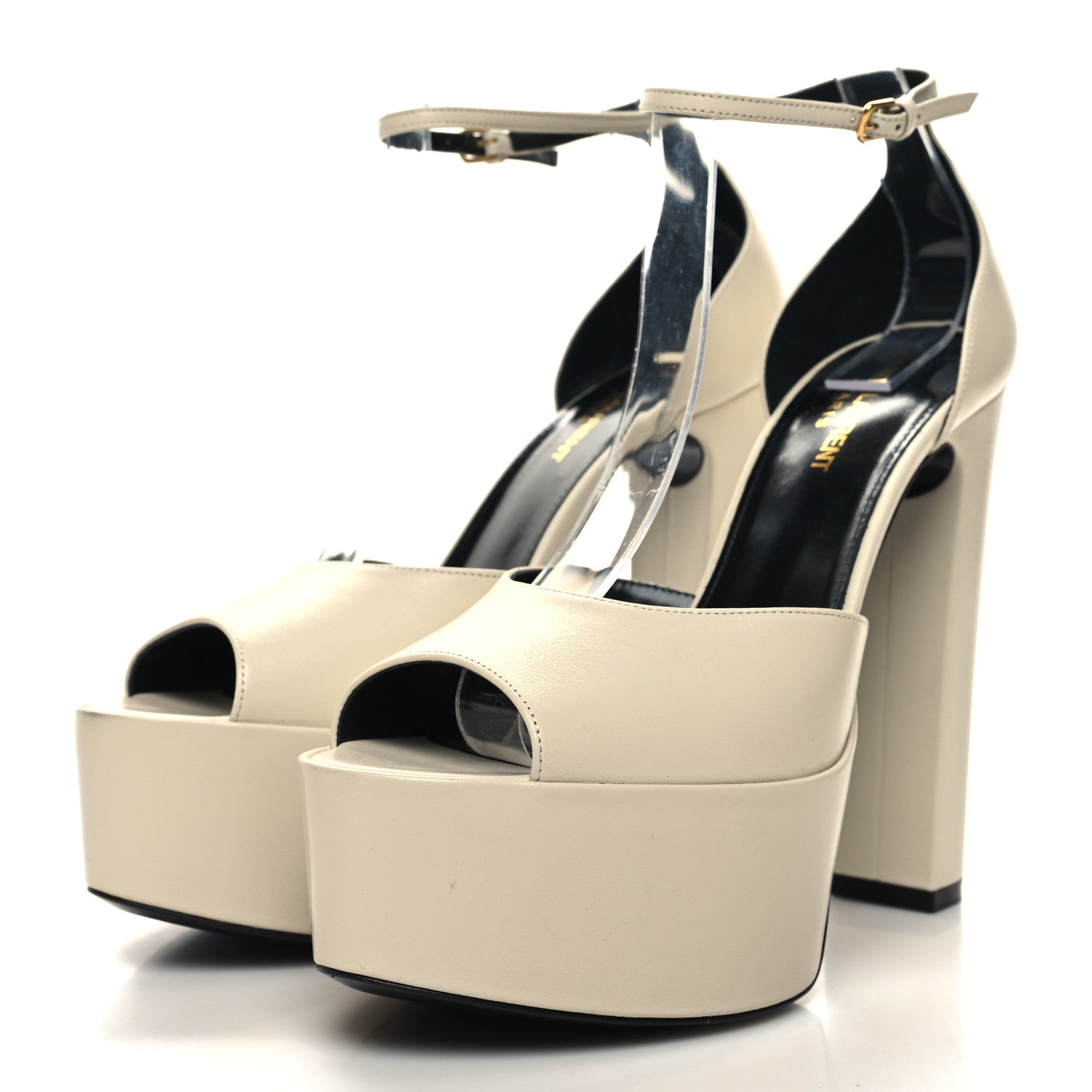 Saint Laurent Goatskin Jodie Platform Sandals 39 Ecru 3 of 9