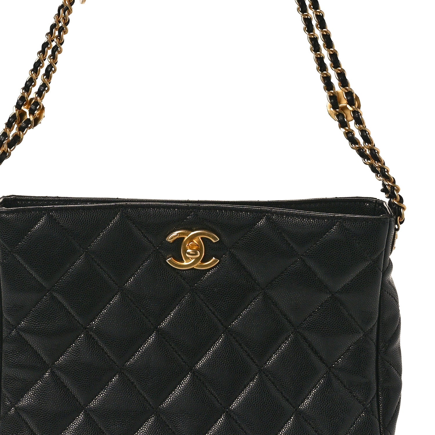 Chanel Caviar Quilted Twist Your Buttons Hobo Black 10 of 12