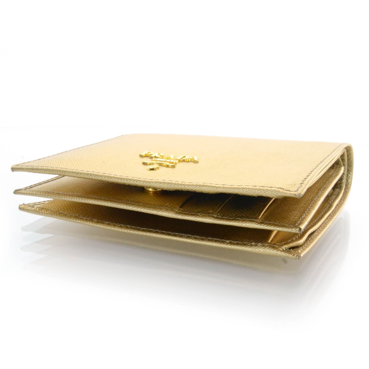 Prada Saffiano Metal Bi-Fold Wallet Platino 4 of 9