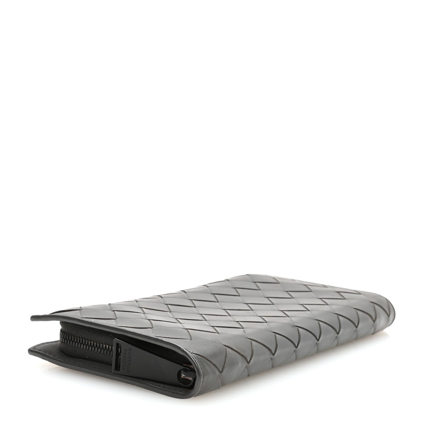 Nappa Intrecciato Zip Around Wallet Grey