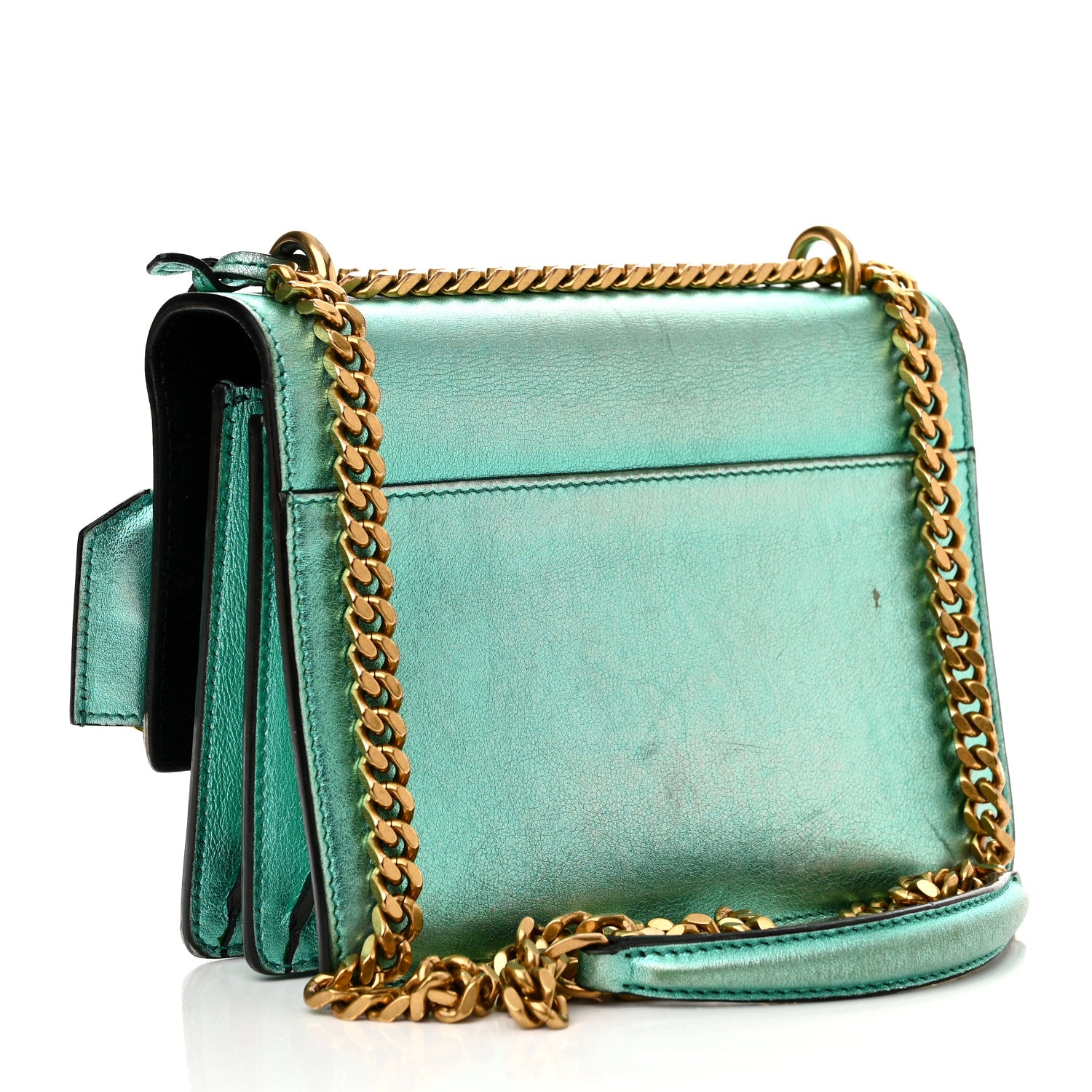 Saint Laurent Metallic Calfskin Small Monogram Sunset Chlorophille 3 of 12