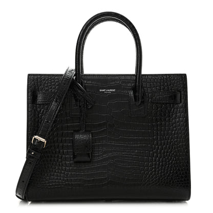 Saint Laurent Calfskin Crocodile Embossed Baby Sac De Jour Black 1 of 15