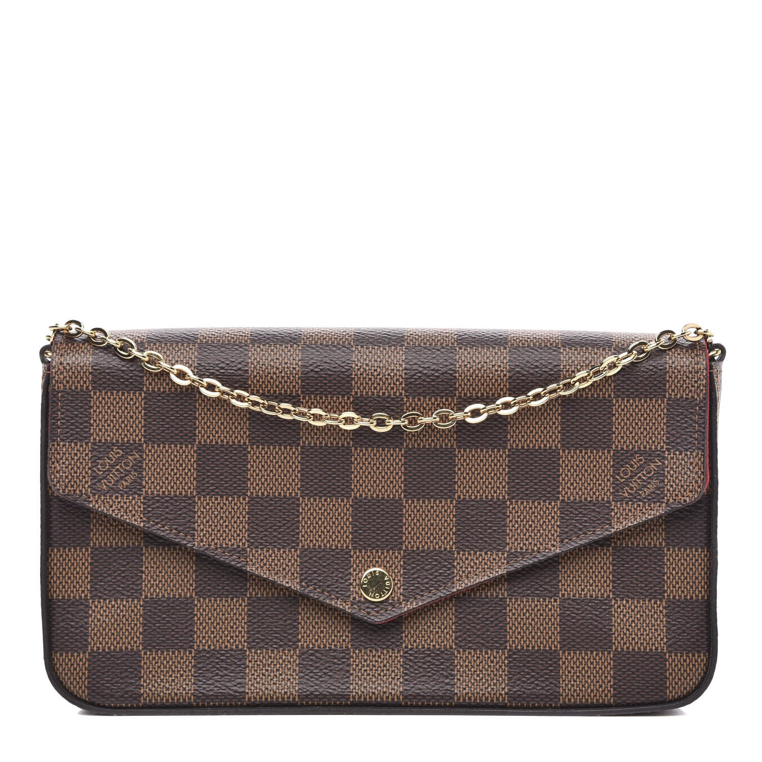 Louis Vuitton Damier Ebene Pochette Felicie Chain Wallet 1 of 11