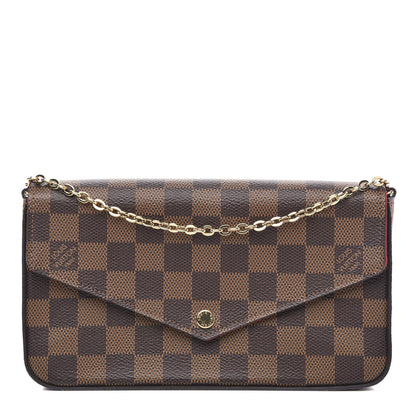 Louis Vuitton Damier Ebene Pochette Felicie Chain Wallet 1 of 11