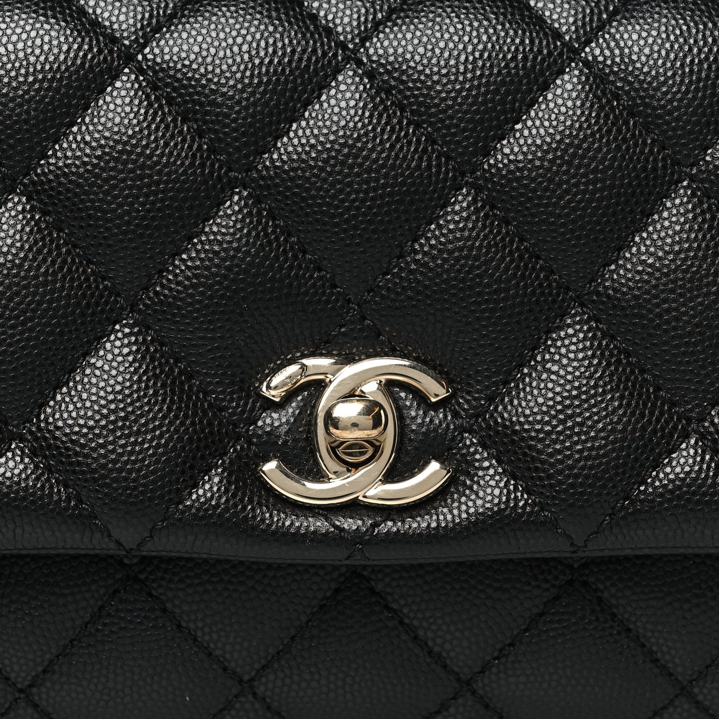 Caviar Lizard Embossed Quilted Extra Mini Coco Handle Flap Black