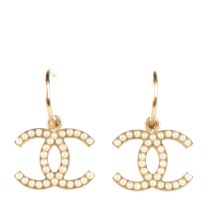 Chanel Pearl CC Dangle Earrings Gold 1 of 5