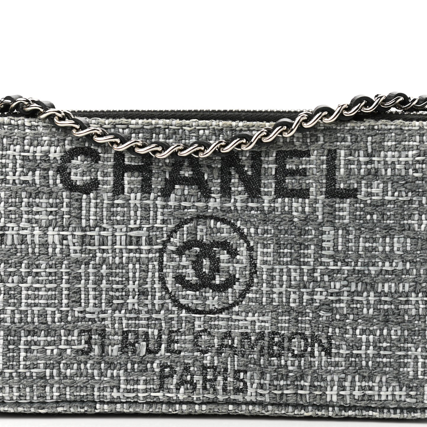 Canvas Small Deauville Clutch With Chain Charcoal