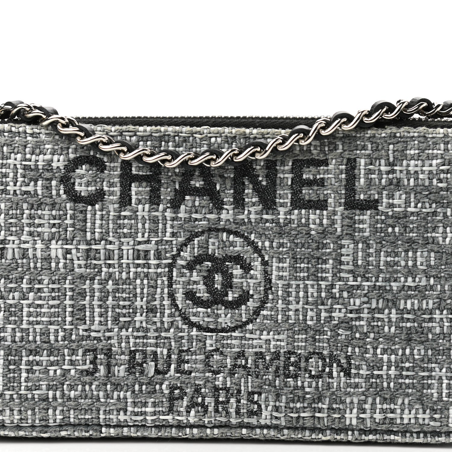 Chanel Canvas Small Deauville Clutch With Chain Charcoal 9 of 12