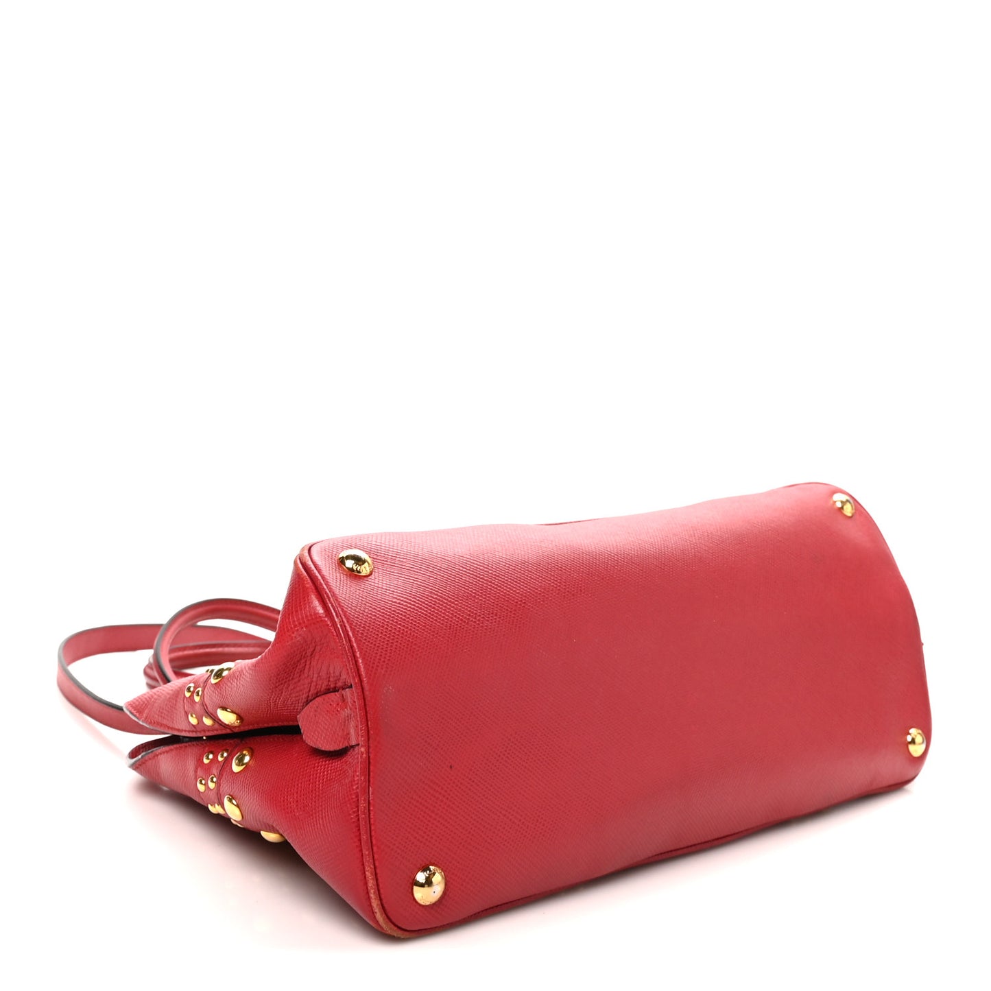 Saffiano Studded Bijou Tote Red