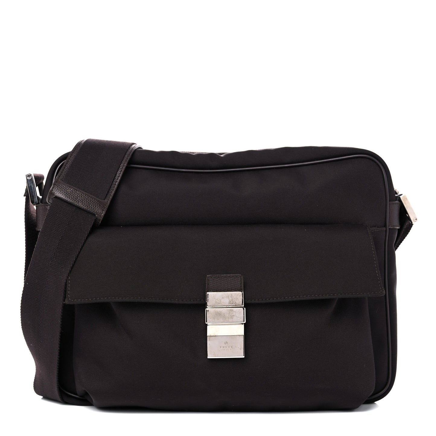 Nylon Medium Flap Messenger Bag Brown