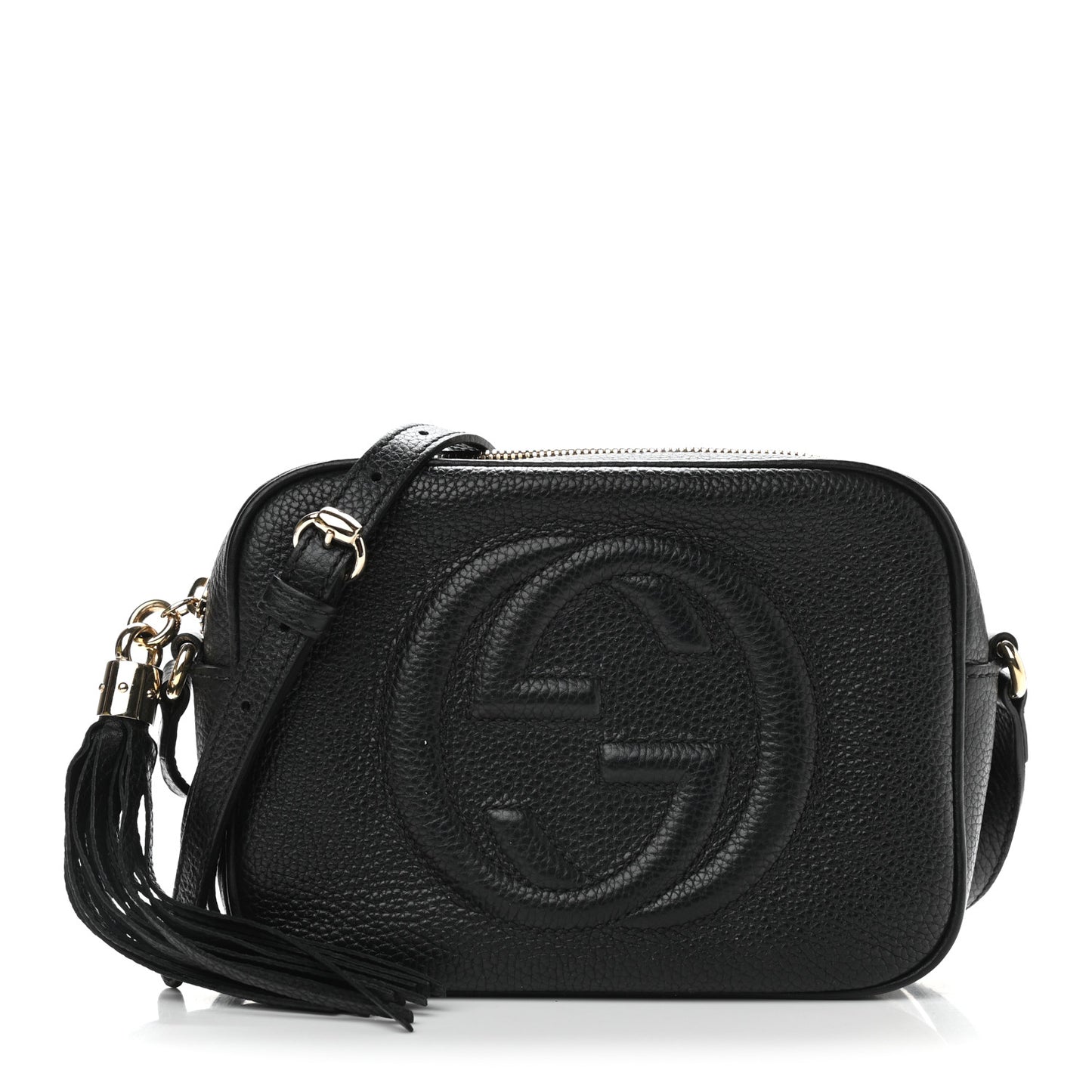 Pebbled Calfskin Small Soho Disco Bag Black