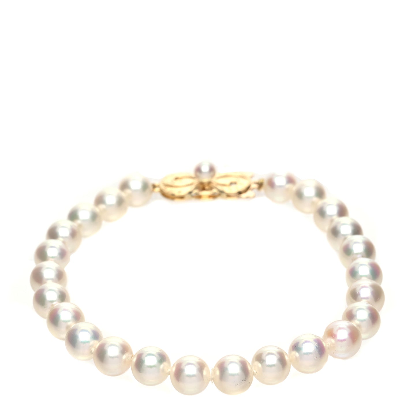 18K Yellow Gold Akoya Cultured Pearl 6-6.5mm Strand Bracelet