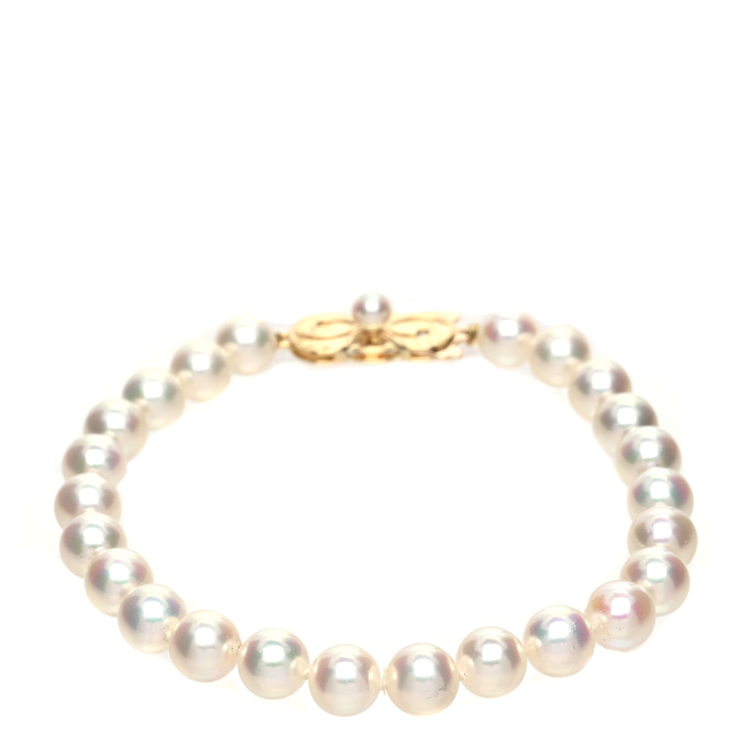 Mikimoto 18K Yellow Gold Akoya Cultured Pearl 6-6.5mm Strand Bracelet 1 of 4