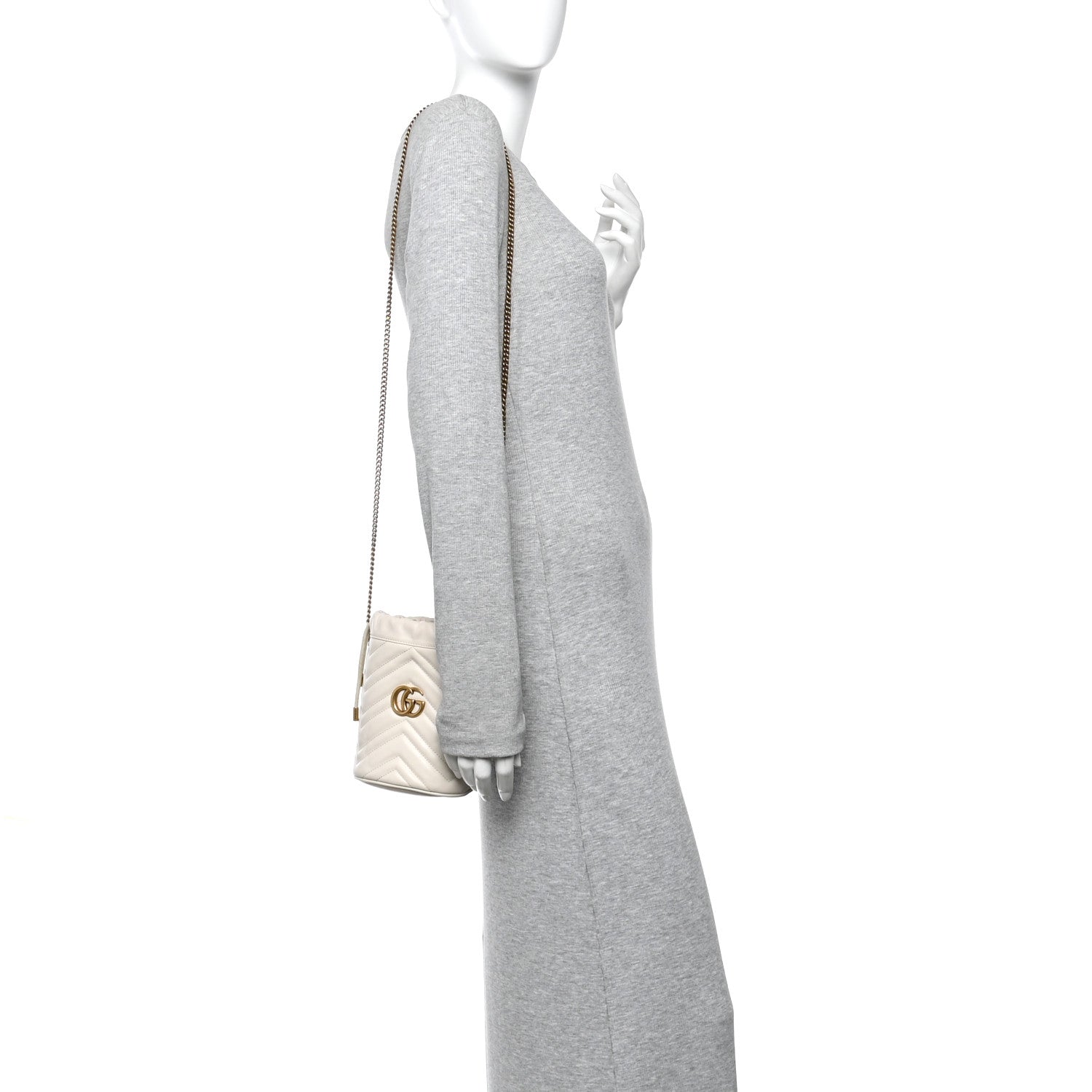Gucci Calfskin Matelasse Mini GG Marmont 2.0 Bucket Bag White 2 of 13