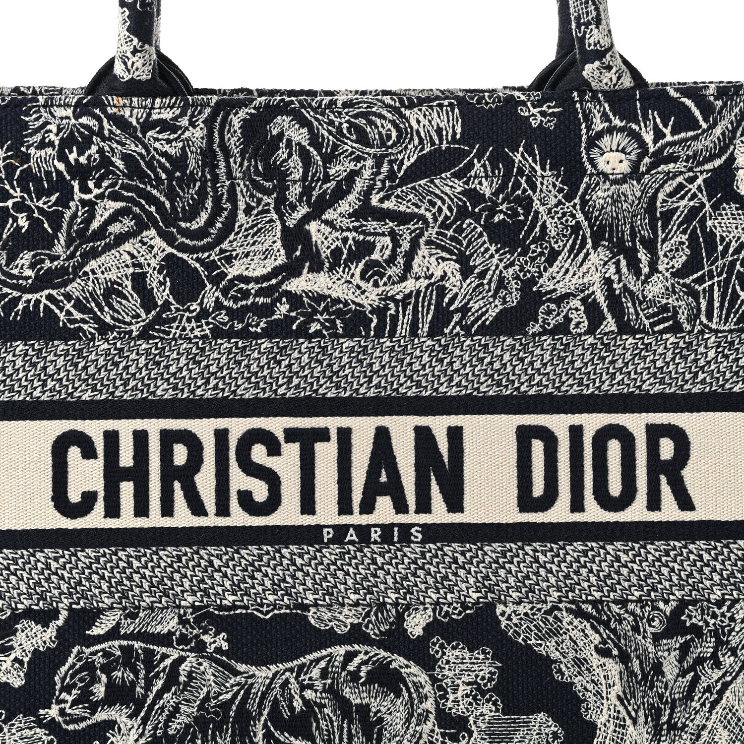 Christian Dior Canvas Embroidered Medium Dioriviera Toile De Jouy Reverse Book Tote Blue 7 of 9