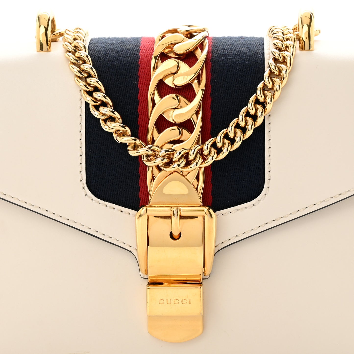 Calfskin Mini Sylvie Chain Shoulder Bag White