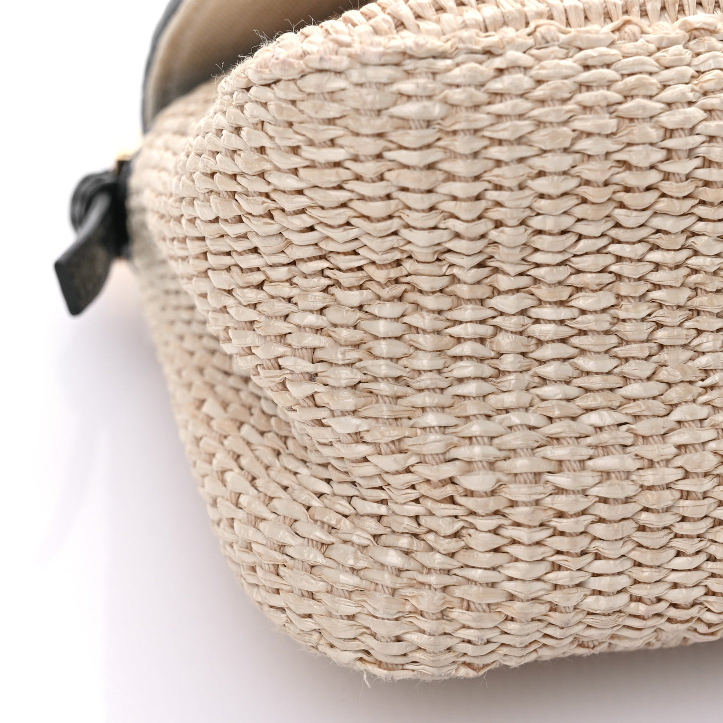 Raffia Snakeskin Patent Mini Baguette Natural Black