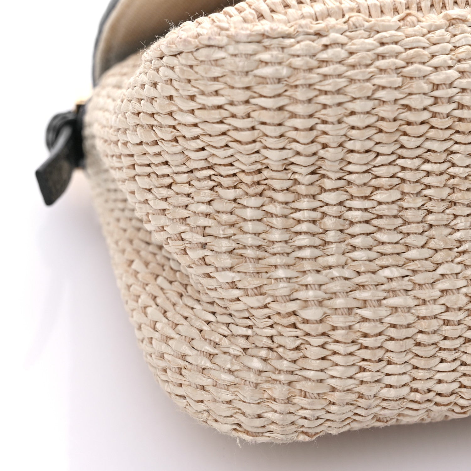 Fendi Raffia Snakeskin Patent Mini Baguette Natural Black 9 of 10