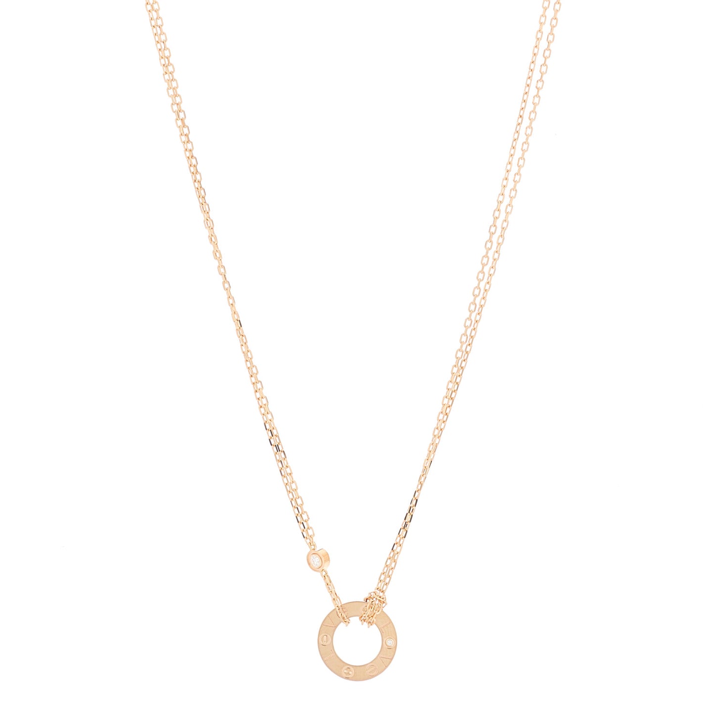 18K Pink Gold 2 Diamond LOVE Necklace