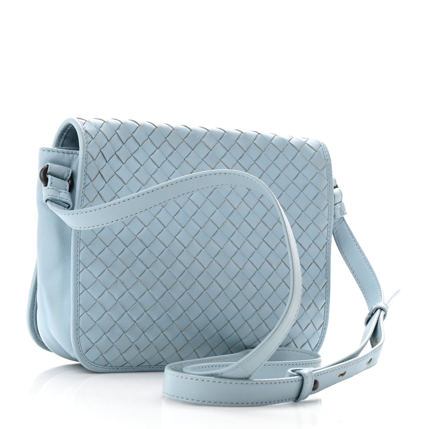 Nappa Intrecciato Flap Crossbody Light Blue