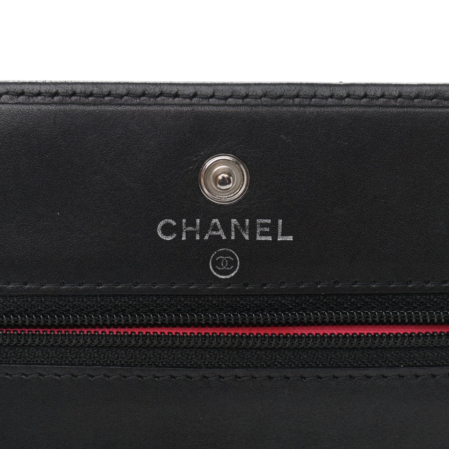 Calfskin Quilted Cambon Wallet On Chain WOC Black