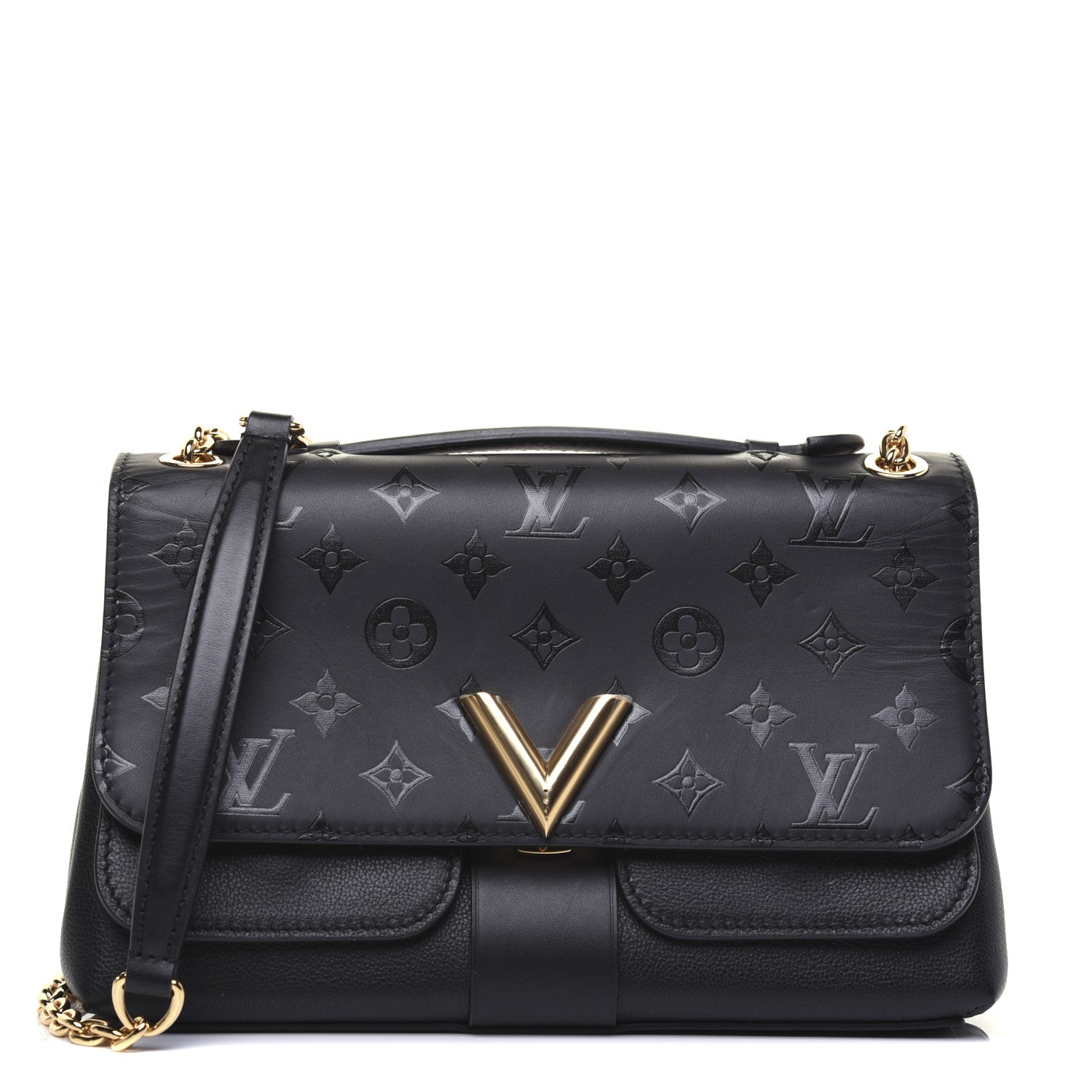 Louis Vuitton Monogram Cuir Plume Ecume Very Chain Bag Black 1 of 19